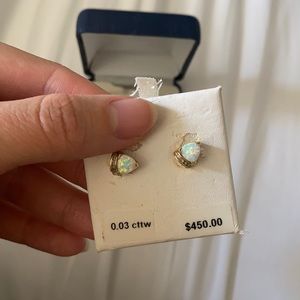 Opal and gold stud earrings